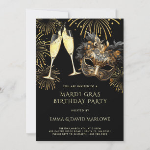 Mardi Gras Masquerade Birthday Party Invitation