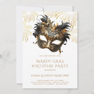 Mardi Gras Masquerade Birthday Party Invitation