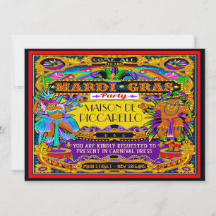Mardi Gras Masquerade Carnival Invitation