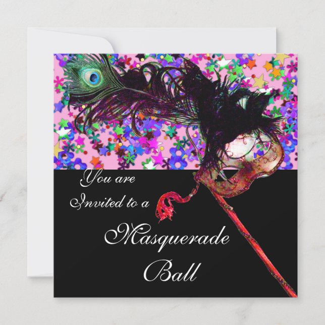 MARDI GRAS MASQUERADE & CONFETTI INVITATION (Front)