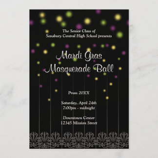 Mardi Gras masquerade confetti prom dance ball Invitation