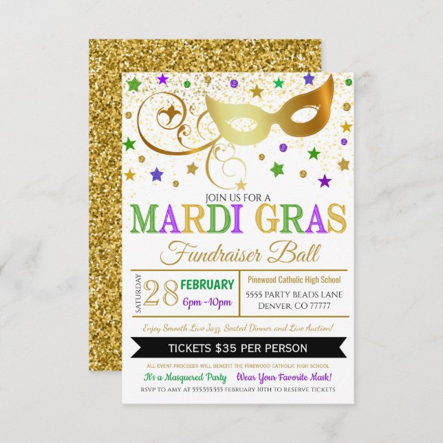 Mardi Gras Masquerade Event Invite (Front/Back)