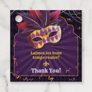 Mardi Gras Masquerade, Fat Tuesday Party Gift Tags