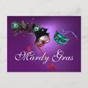 MARDI GRAS MASQUERADE gem purple Postcard