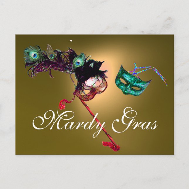 MARDI GRAS MASQUERADE gem yellow Postcard (Front)