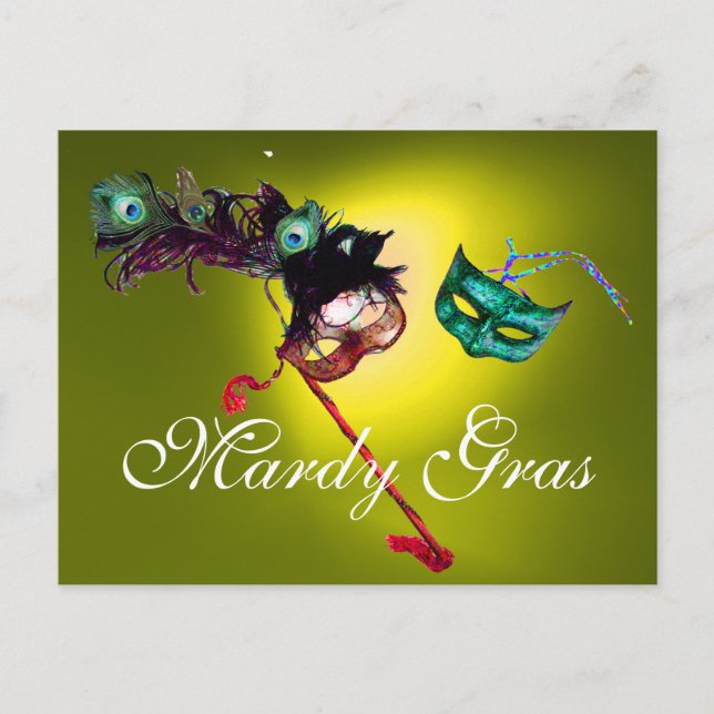 MARDI GRAS MASQUERADE gem yellow Postcard (Front)