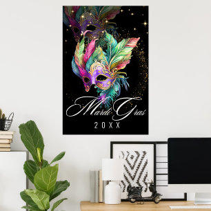 Mardi Gras Masquerade Mask   Black Poster