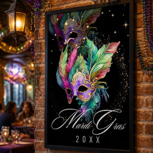 Mardi Gras Masquerade Mask Black Poster