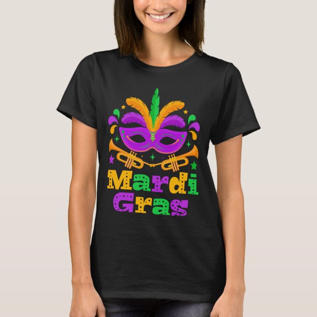 Mardi Gras Masquerade Mask Carnival Celebration T-Shirt (Front)