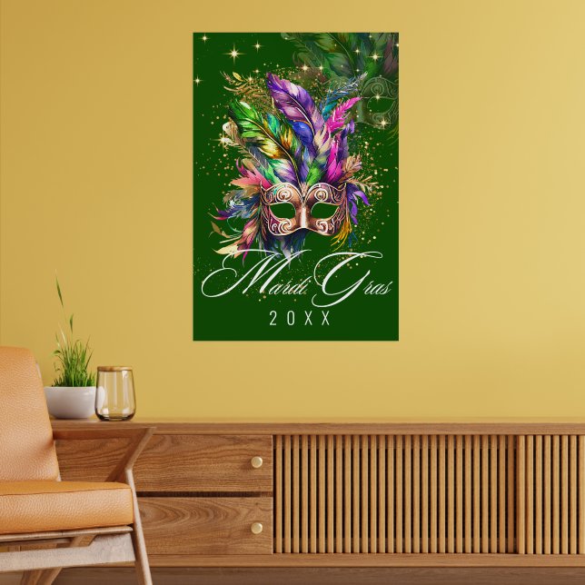 Mardi Gras Masquerade Mask | Green Poster (Living Room 2)