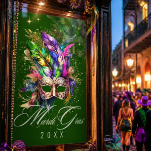 Mardi Gras Masquerade Mask Green Poster