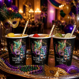 Mardi Gras Masquerade Mask Paper Cups