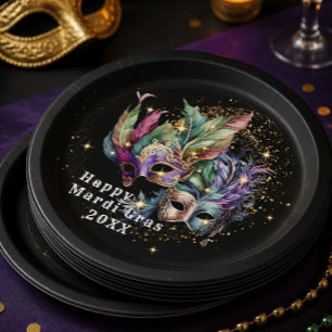 Mardi Gras Masquerade Mask Paper Plate
