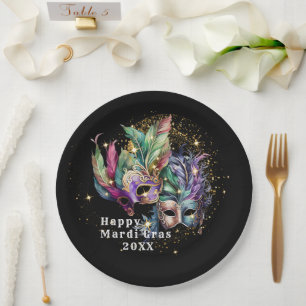 Mardi Gras Masquerade Mask Paper Plate
