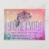 Mardi Gras Masquerade Mask Purple Invitation