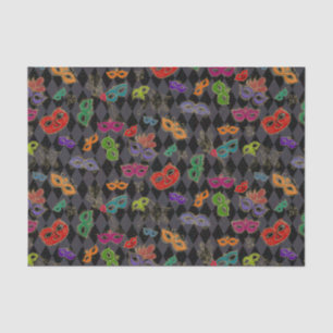 Mardi Gras Masquerade Masks Black Harlequin Tissue Paper