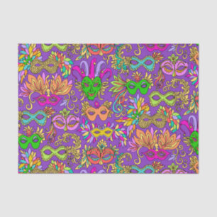 Mardi Gras Masquerade Masks Bright Purple Green Tissue Paper