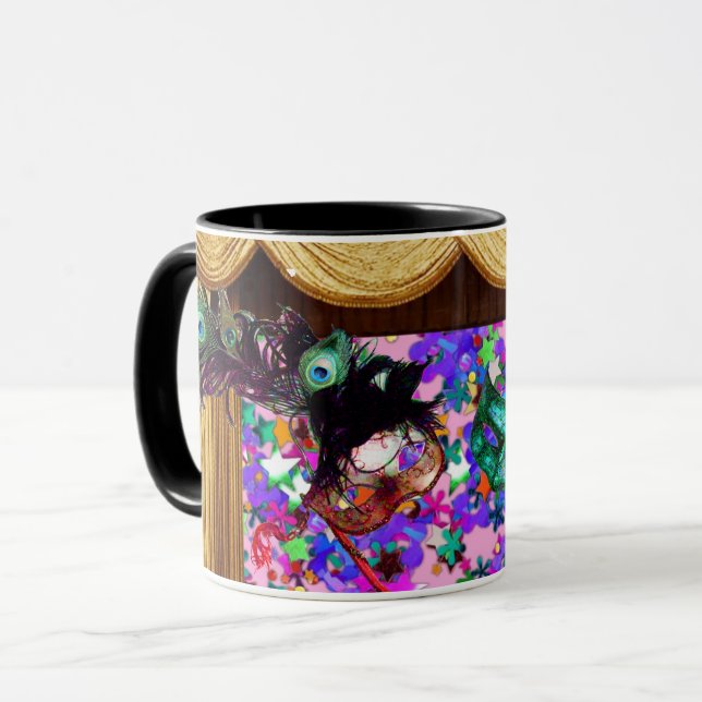 MARDI GRAS MASQUERADE MASKS Colourful Confetti Mug (Front Left)