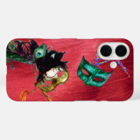 MARDI GRAS MASQUERADE MASKS Red Silk