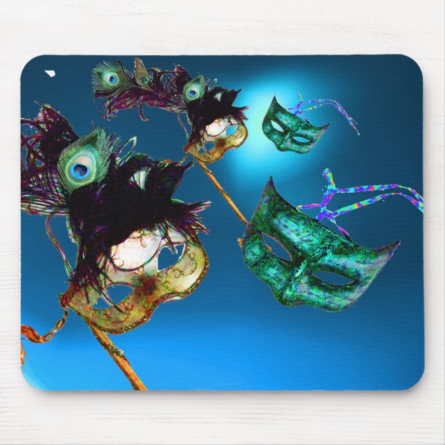 MARDI GRAS MASQUERADE PARTY Aqua Blue  Mouse Mat (Front)