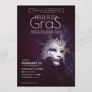 Mardi Gras Masquerade Party Invitation