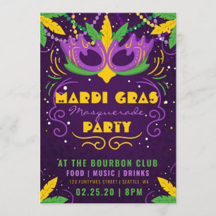 Mardi Gras Masquerade Party Invitation
