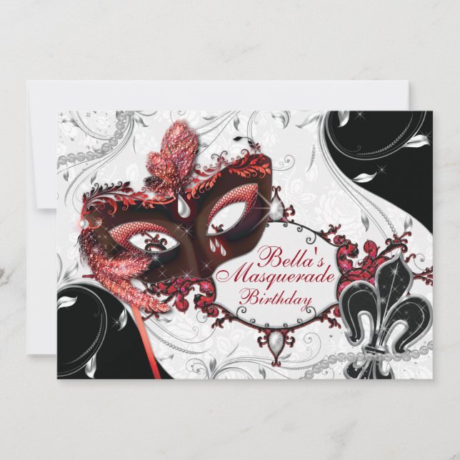 Mardi Gras Masquerade Party Invitations (Front)