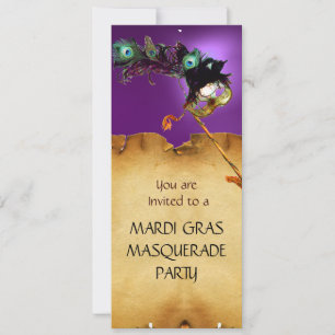 MARDI GRAS MASQUERADE PARTY, purple Invitation