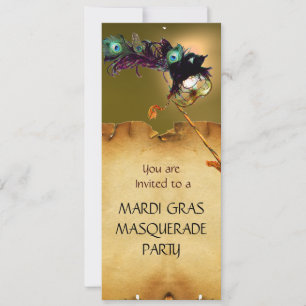 MARDI GRAS MASQUERADE PARTY Yellow green black Invitation