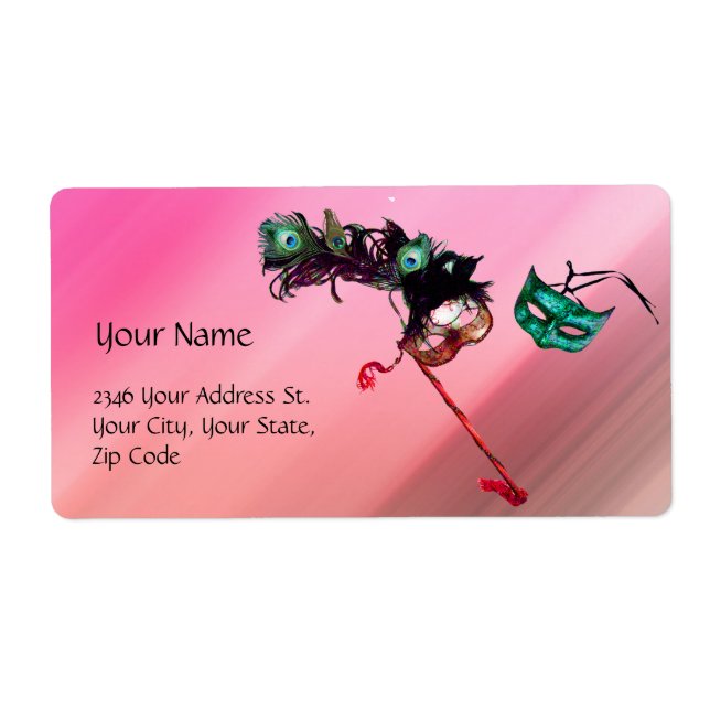 MARDI GRAS MASQUERADE pink fuchsia blue black silk (Front)