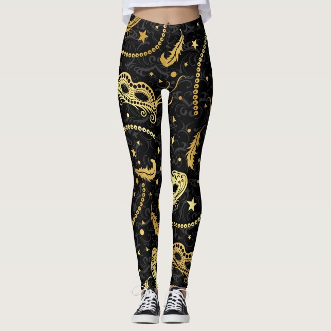 Mardi Gras Masquerade Pop Fashion Leggings (Front)
