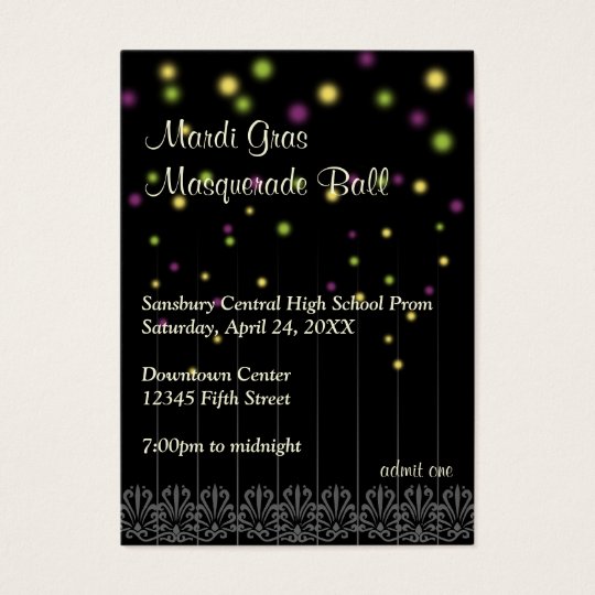 Mardi Gras masquerade prom bid admission ticket