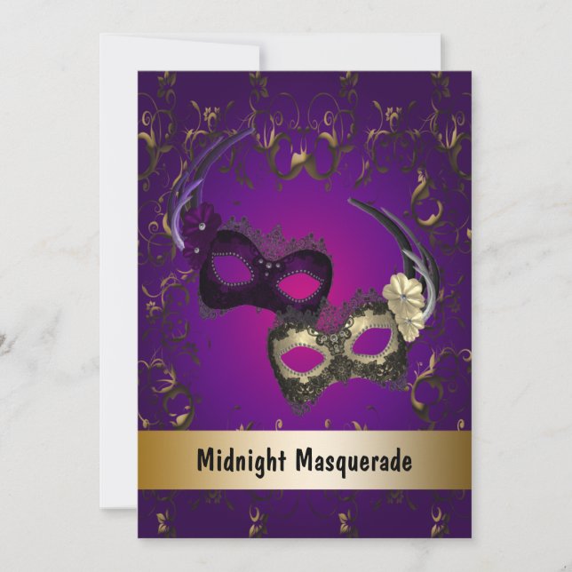 Mardi Gras Masquerade Prom Invitations (Front)
