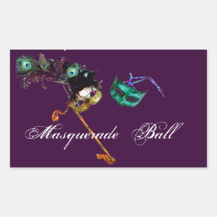 MARDI GRAS MASQUERADE RECTANGULAR STICKER