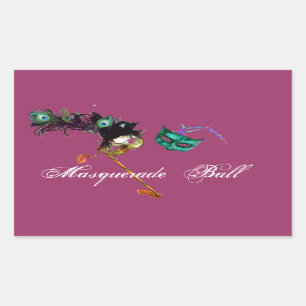 MARDI GRAS MASQUERADE RECTANGULAR STICKER