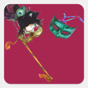 MARDI GRAS MASQUERADE SQUARE STICKER