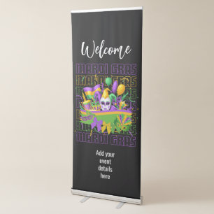 MARDI GRAS Masquerade Welcome Retractable Banner