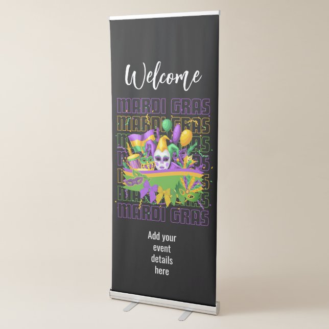 MARDI GRAS Masquerade Welcome Retractable Banner (3/4)