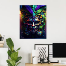 Mardi Gras Mast Fat Tuesday Wall Poster Print