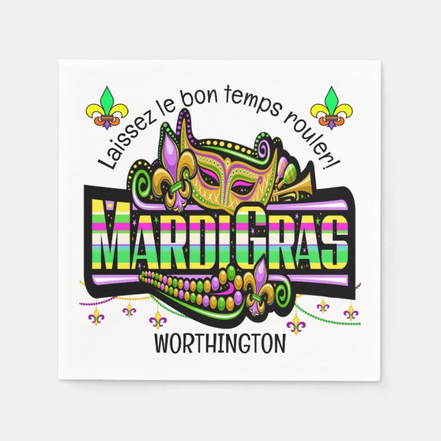 Mardi Gras Matches Theme Paper Napkin (Front)