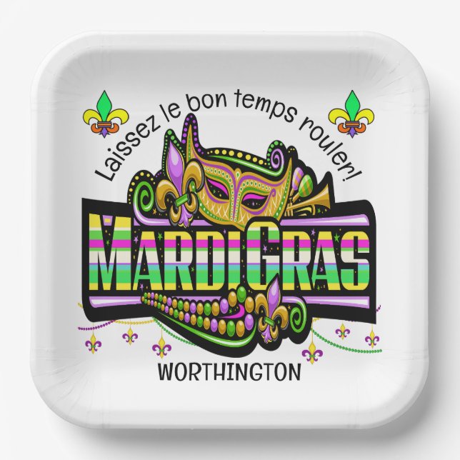 Mardi Gras Matches Theme  Paper Plate (Front)