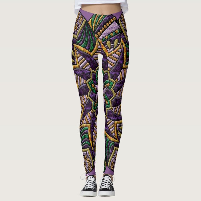 Mardi Gras  Medallion Leggings (Front)