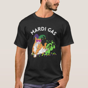 Mardi Gras Meme Mardi Gras Cat With Beads and Cat  T-Shirt