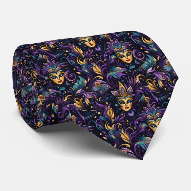 Mardi Gras Men's Tie  (Rolled)
