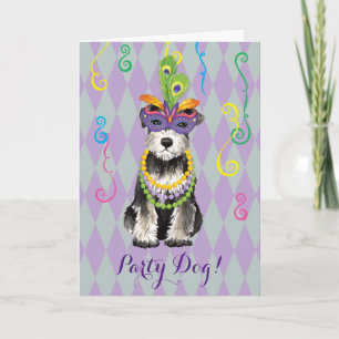 Mardi Gras Mini Schnauzer Card