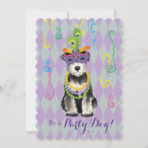 Mardi Gras Mini Schnauzer Invitation