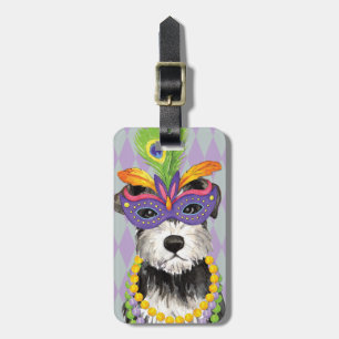Mardi Gras Mini Schnauzer Luggage Tag