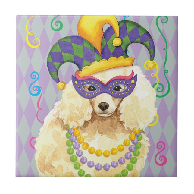 Mardi Gras Miniature Poodle Tile (Front)