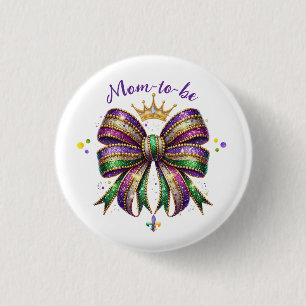 Mardi Gras Mom-to-be 3 Cm Round Badge