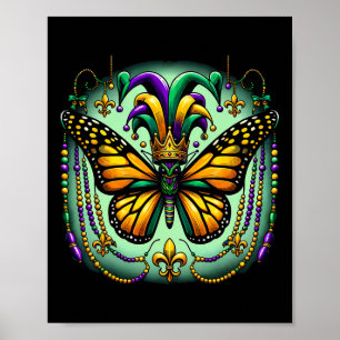 Mardi Gras Monarch Butterfly Jester  Poster